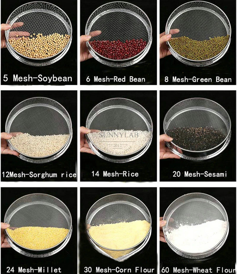 Lab 12-200 Mesh Stainless Steel Test Sieve – 20cm Double-Layer Sampling Flour Sifter