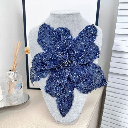 White Multi-Layer Lace Sequin 3D Flower Patch – DIY Clothing Decorative Applique