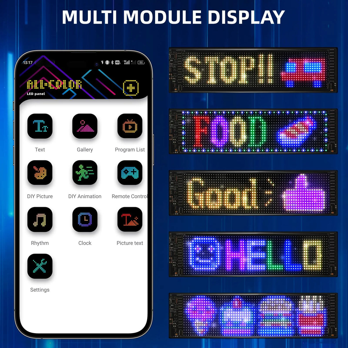 Programmable Flexible RGB LED Display Screen - USB-Powered Scrolling Sign with Bluetooth App, Custom Text & DIY Animations