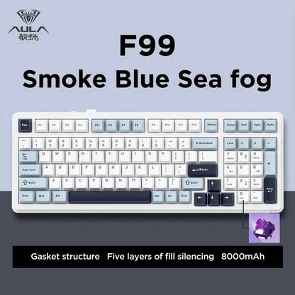 AULA F99 99-Key Gaming Mechanical Keyboard – Wired, 2.4G Wireless, Bluetooth, Hot-Swappable PBT Gasket RGB for Gaming & Typing
