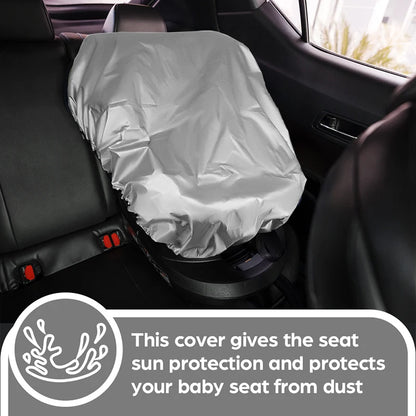 Silver Baby Car Seat Sun Shade - Universal UV Protection Cover for Heat Blocking & Travel Safety