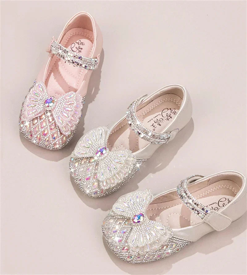 Sweet Bow Princess Shoes - Lightweight Shiny Crystal Flats for Baby Girls & Toddlers