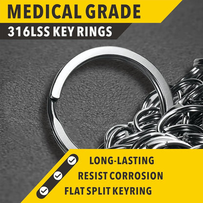 10/30PCS Stainless Steel Key Rings - Polished Silver Round Split Rings for DIY Jewelry Making & Keychain Crafts 25-35mm