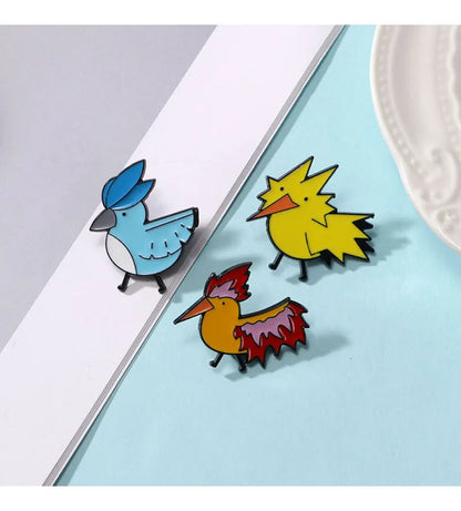 Cute Pokémon Three Holy Birds Cartoon Badge – Anime Flaming Bird Brooch for Clothes & Accessories