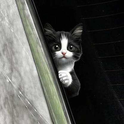 Peeking Cat Car Stickers - Waterproof Cartoon Vinyl Decals for Windows, Motorcycles & Vehicles