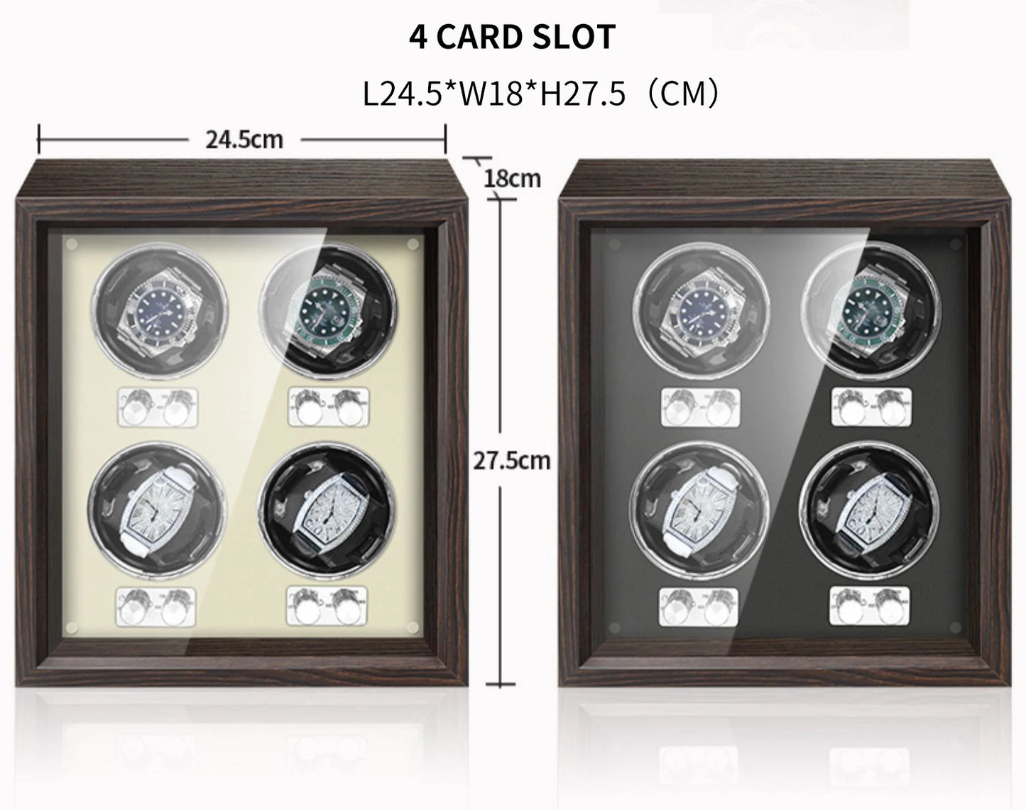IBBETON Luxury Wood Watch Winder – High-End Automatic Watch Box (2/4/6 Slots) with Mabuchi Mute Motor & Storage Cabinet