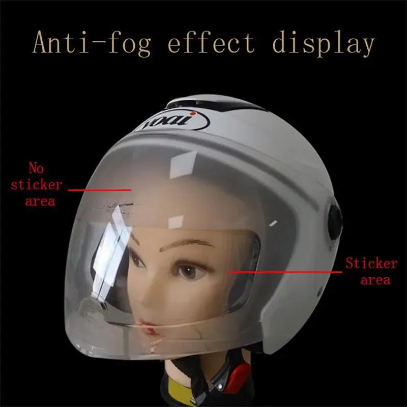Universal Motorcycle Helmet Anti-Fog & Rainproof Film – Clear, Durable Nano Coating Sticker