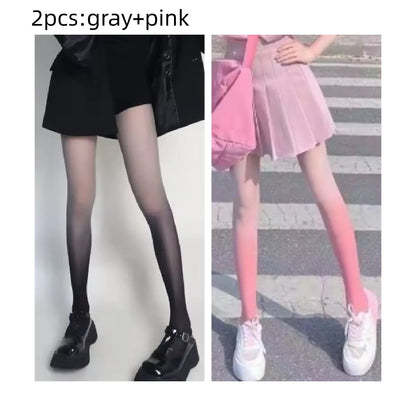 Women’s Sexy Gradient Pantyhose – Thin Transparent Candy Color Tights for Spring & Summer Hosiery