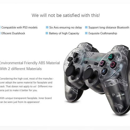 Wireless Transparent Dual Shock Controller for PS3 – Sixaxis Gamepad for Sony PlayStation 3 Console