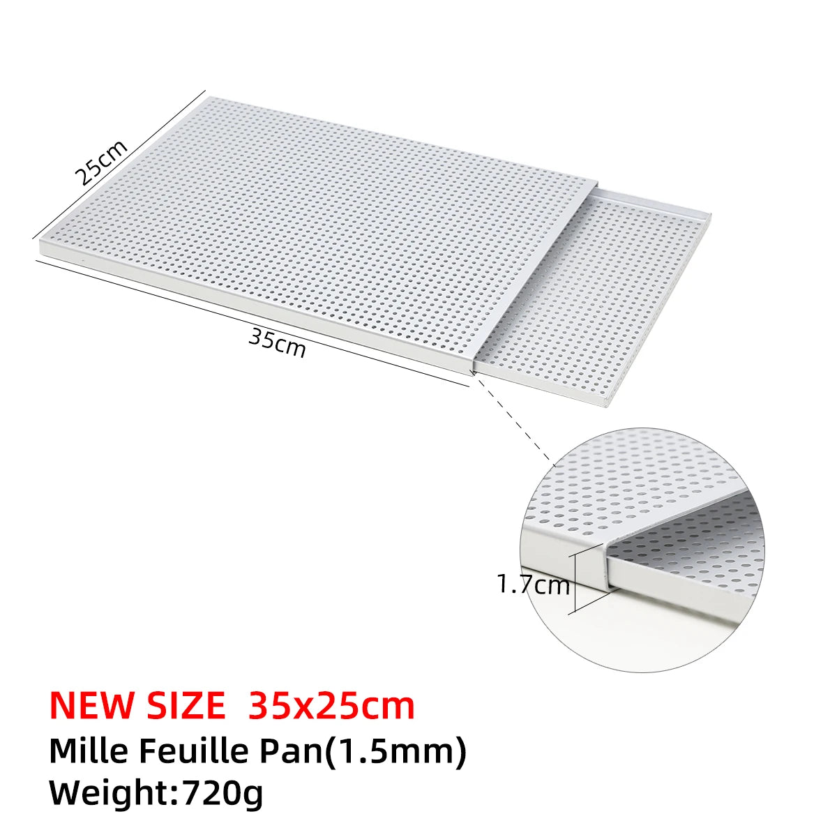 Puff Pastry Baking Tray – Rectangular Perforated Mille Feuille Pan for Oven & Bread