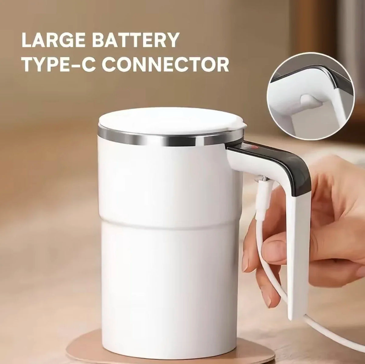 380ml Electric Self-Stirring Coffee Mug – USB Rechargeable Magnetic Mixing Cup with Digital Display and IP67 Waterproof Rating