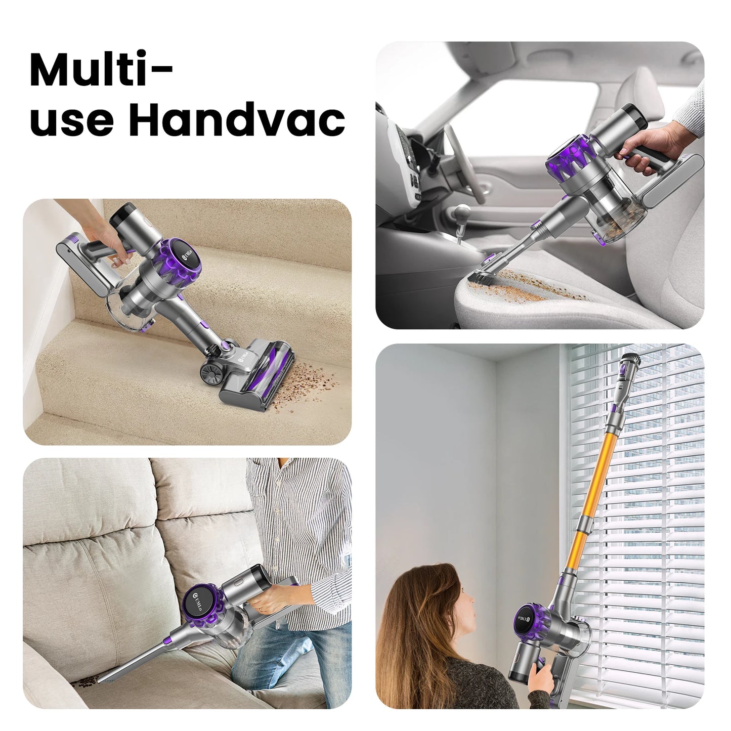 YISORA Cordless Vacuum Cleaner – 28Kpa Suction, 55 Min Runtime, Wireless with Touchscreen for Pet Hair & Carpet Cleaning