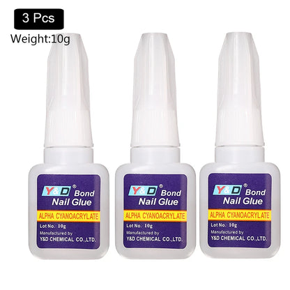 10g Fast Drying Nail Glue - Adhesive for False Nails, Glitter, Acrylic, Rhinestone Decoration, and Nail Extensions