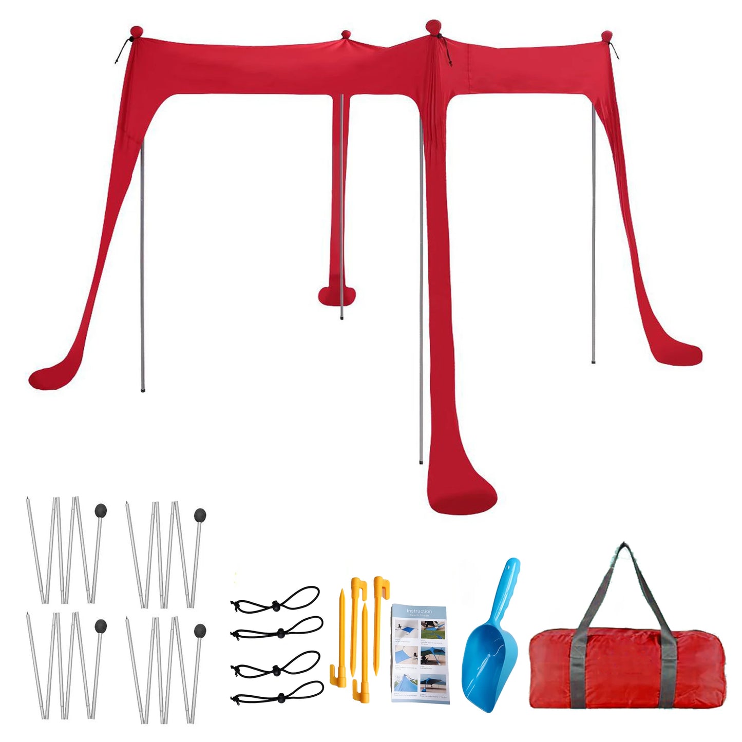 Family Beach Canopy – Large UPF50+ Sunshade Tent with Stability Poles for Beach, Camping, Parties & Picnics