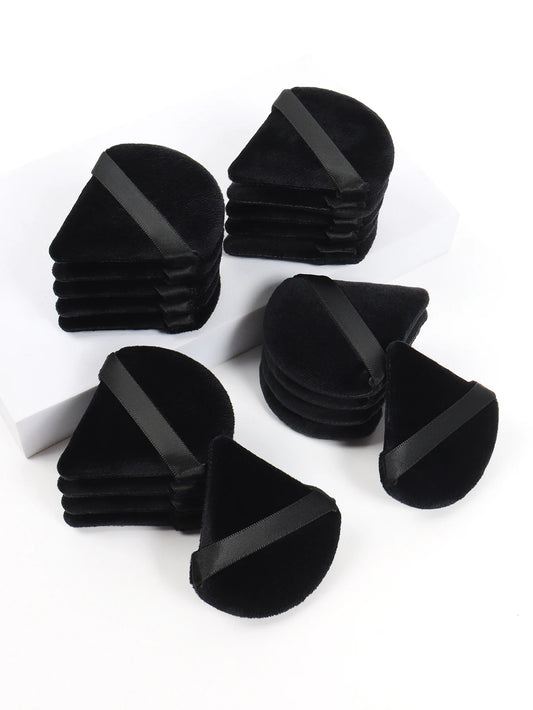 Black Triangle Makeup Puff - Soft Velvet Facial Sponge for Foundation Blending and Cosmetic Application