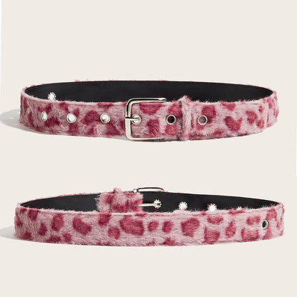 Gothic Y2K Faux Fur Belt - Women’s Punk Hip Hop Waistband for Jeans & Winter Fashion