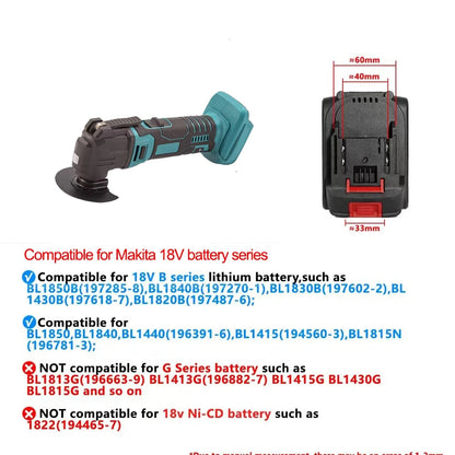 Electric Oscillating Multi-Function Tool – Woodworking Trimmer & Shovel, Compatible with Makita/Dewalt 18V