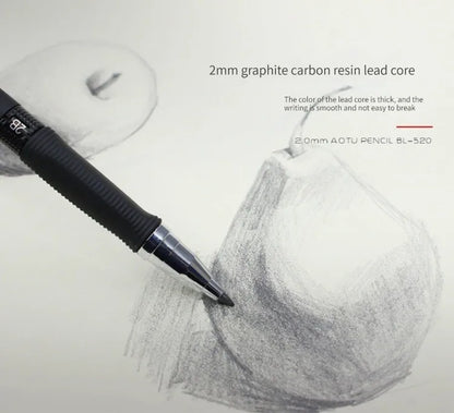 Mechanical Pencil Set 2.0mm – Automatic Pencil with 2B Black & Colored Lead Refills for Writing, Sketching, & Art Drawing