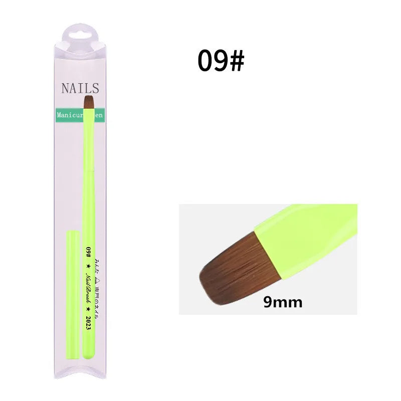 Green Nail Art Brush - Gel Polish, Acrylic, UV Extension & Nail Painting Detail Brush