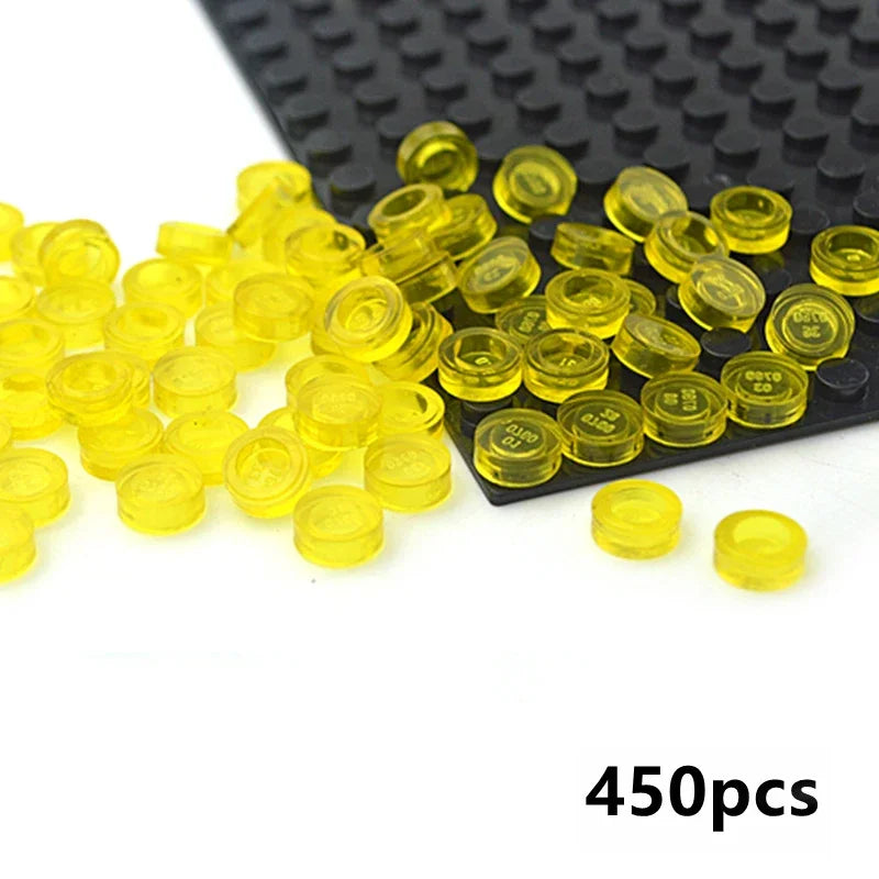 450PCS Round 1x1 Flat Stud Building Block Accessories – Colorful MOC-Compatible Creative Toy Parts Set for DIY Construction