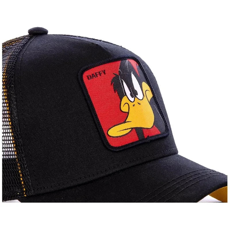 Anime Cartoon Embroidered Baseball Cap - Unisex Mesh Trucker Hat with Patch Design for Men & Women Summer Sunwear