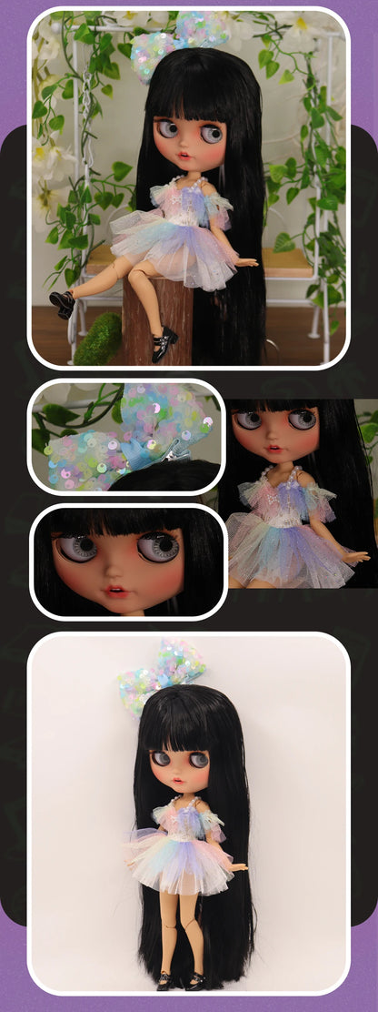 ICY DBS Blyth Doll – 1/6 Joint Body BJD Anime Girl with Tan Skin, Matte Face & Pouting Mouth OOAK OB24