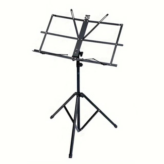 2-in-1 Folding Music Stand – Dual Use Portable Sheet Music & Desktop Book Stand, Lightweight and Adjustable