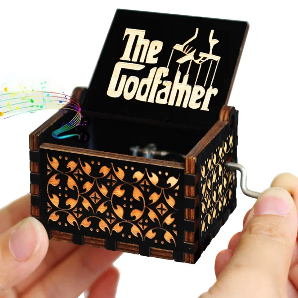 Wooden Hand Crank Jurassic Park Music Box – Classic Theme Melody Gift for Kids & Collectors