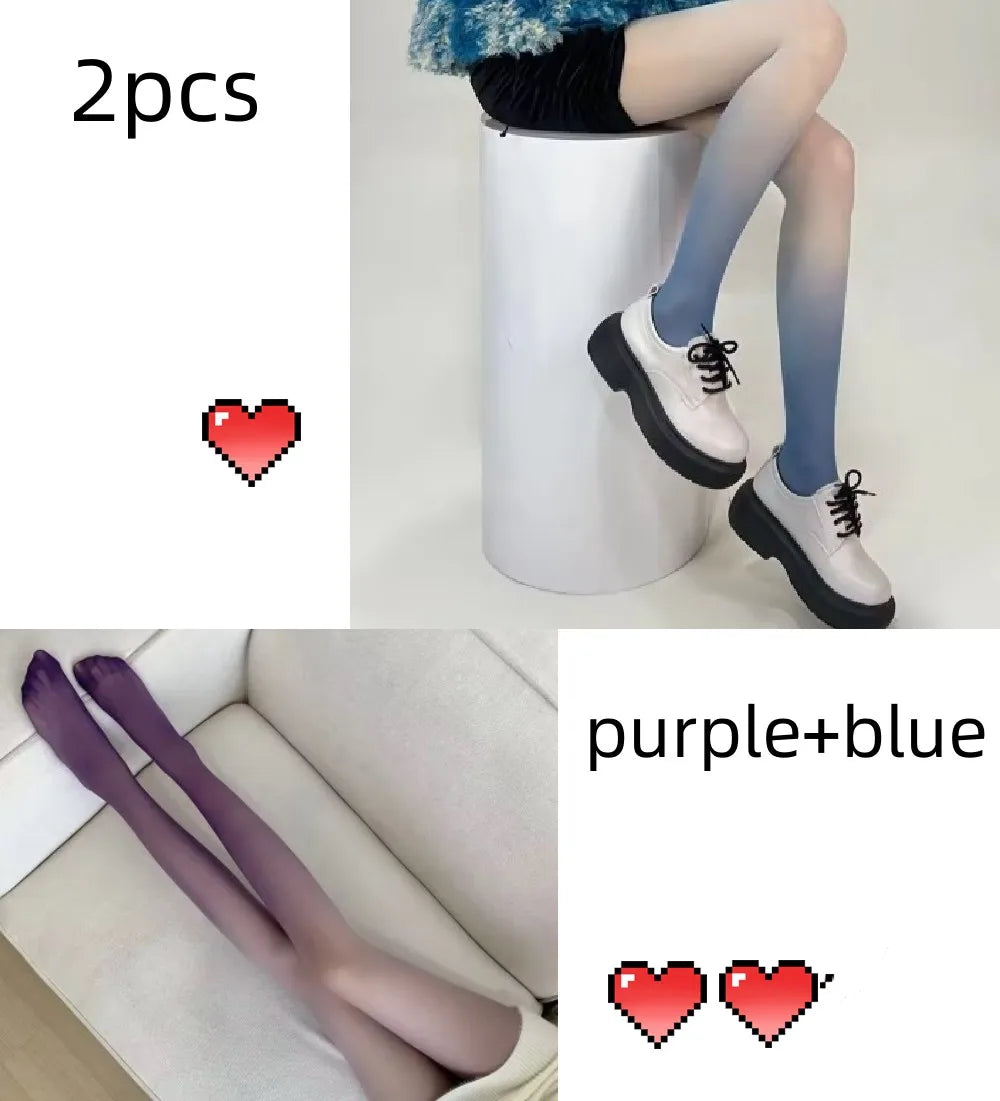 Women’s Sexy Gradient Pantyhose – Thin Transparent Candy Color Tights for Spring & Summer Hosiery