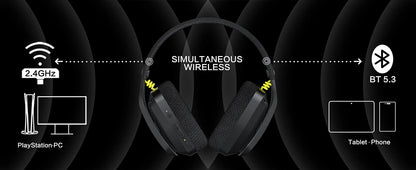 BINNUNE BW06 2.4GHz Wireless Gaming Headset — Bluetooth Headphone with Mic for PS5, PS4, PC, Mac, Playstation