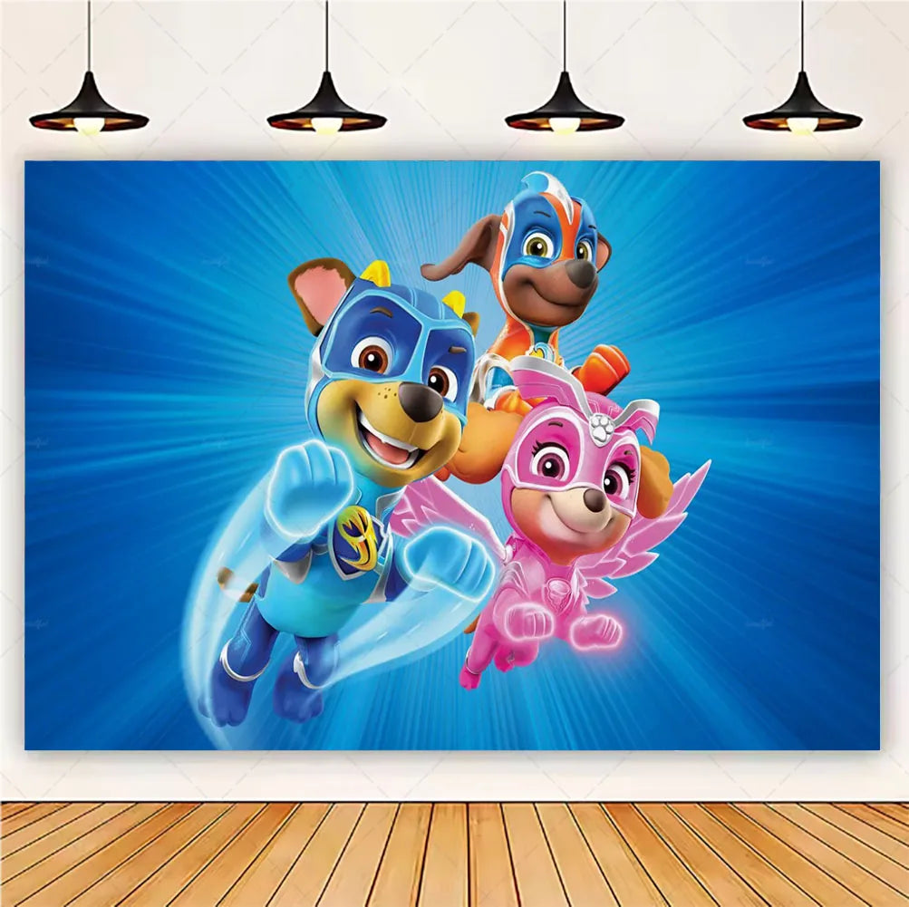 PAW Patrol Cartoon Puppy Birthday Party Backdrop – Animation Theme Decoration Background for Kids Party & Baby Shower Supplies Gift