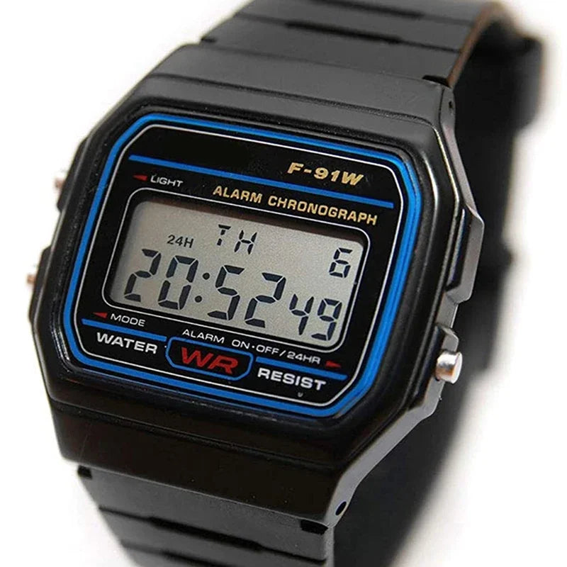 F91W Digital Sports Watch for Men and Women - Waterproof LED Electronic Military-Style Wristwatch