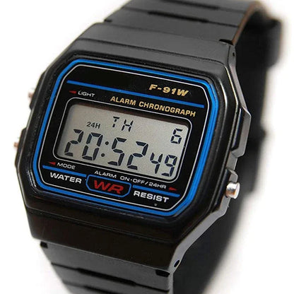 F91W Digital Sports Watch for Men and Women - Waterproof LED Electronic Military-Style Wristwatch