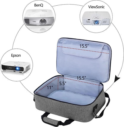 Universal Projector Storage Bag – Thickened Travel Case Handbag for Epson, BenQ & ViewSonic, Grey