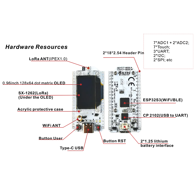 Heltec WiFi LoRa 32 V3 Development Board - ESP32 SX1262, 0.96" OLED, 433/863-928MHz Meshtastic & LoRaWAN Board