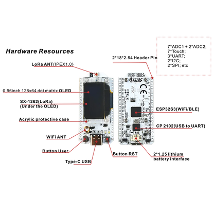 Heltec WiFi LoRa 32 V3 Development Board - ESP32 SX1262, 0.96" OLED, 433/863-928MHz Meshtastic & LoRaWAN Board