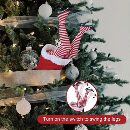 Fun Christmas Tree Leg Decoration | Plush Topper & Sticky Holiday Tree Ornament