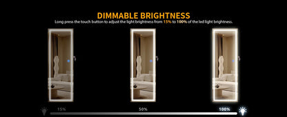 LED Door Hanging Mirror Cabinet – Wall-Mounted Full-Length Lighted Jewelry Organizer with Storage