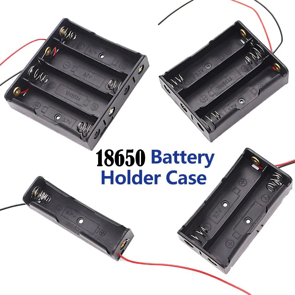 3PCS 18650 Battery Holder Box - 1 Slot 3.7V Storage Case with Black & Red Wires for 1/2/3/4 Cells