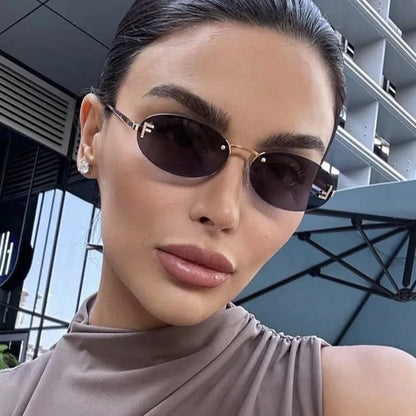 European & American Fashion Frameless Metal Sunglasses – Trendy Luxury UV Protection Eyewear