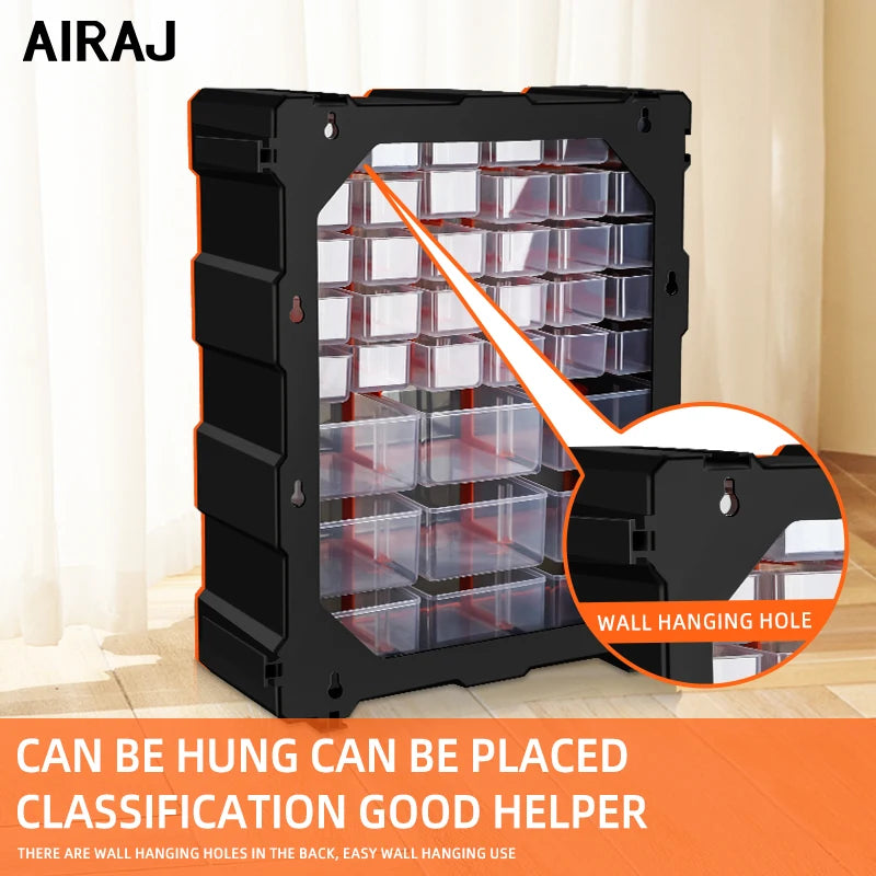 AIRAJ 18in Plastic Drawer Storage Cabinet – 18/39/60 Drawer Organizer for Garage, Beads, LEGO, and Makeup Storage