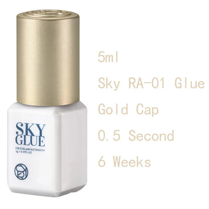Sky Glue Eyelash Extension Adhesive 5ml – Fast-Drying 0.5s False Lash Glue with Makeup Bag