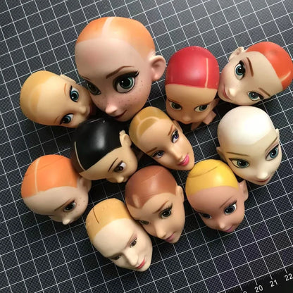 DISNEY Doll Heads – Bald Red Hair King, Queen & Alice with Makeup for DIY Dressing & Accessories
