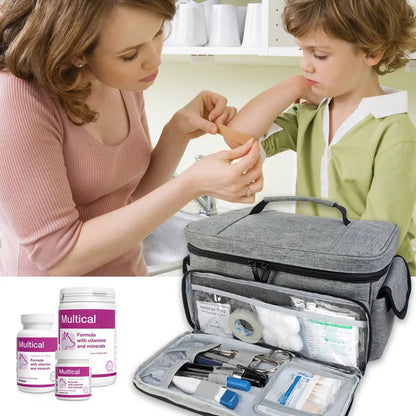 Travel First Aid Kit Bag – Multifunctional Medical Storage Organizer with Layered Medicine Boxes for Home & On-the-Go