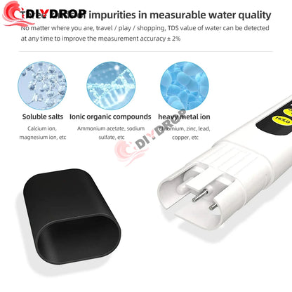 TDS Meter Digital Water Tester - 0-9990ppm Drinking Water Quality Analyzer for Aquariums, Hydroponics & Pools