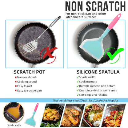 Silicone Spatula Cooking Utensil - Versatile Kitchen Scraper for Beef, Meat, Eggs, and Pizza, Non-Stick Shovel (Random Color)