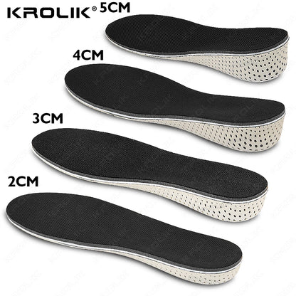 Memory Foam EVA Height Increase Insoles 2–5cm – Breathable Lightweight Shoe Lift Inserts for Men & Women Sports & Everyday Use