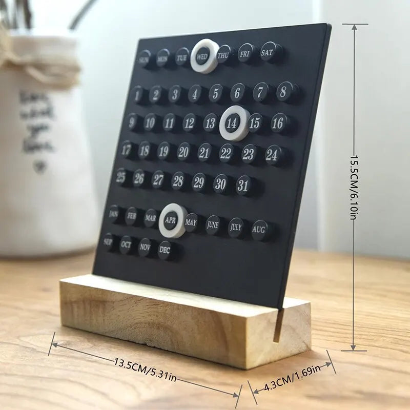 Handmade DIY Calendar: Acrylic Wooden Base Office & Home Decor - Small Ornamental Digital Desk Accessory