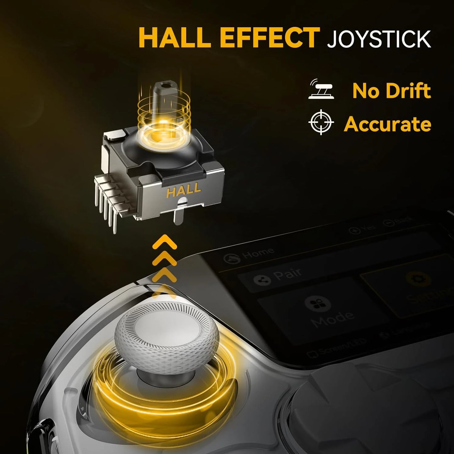 Interactive Screen Wireless Gaming Controller – Hall Effect Stick, RGB Light, 1800mAh, Charging Dock, Compatible with Switch/PC/iOS/Android