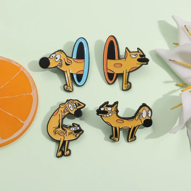 Colorful Cat & Dog Anime Brooch – Cartoon Pin for Clothing, Collars, and Film & TV Accessories